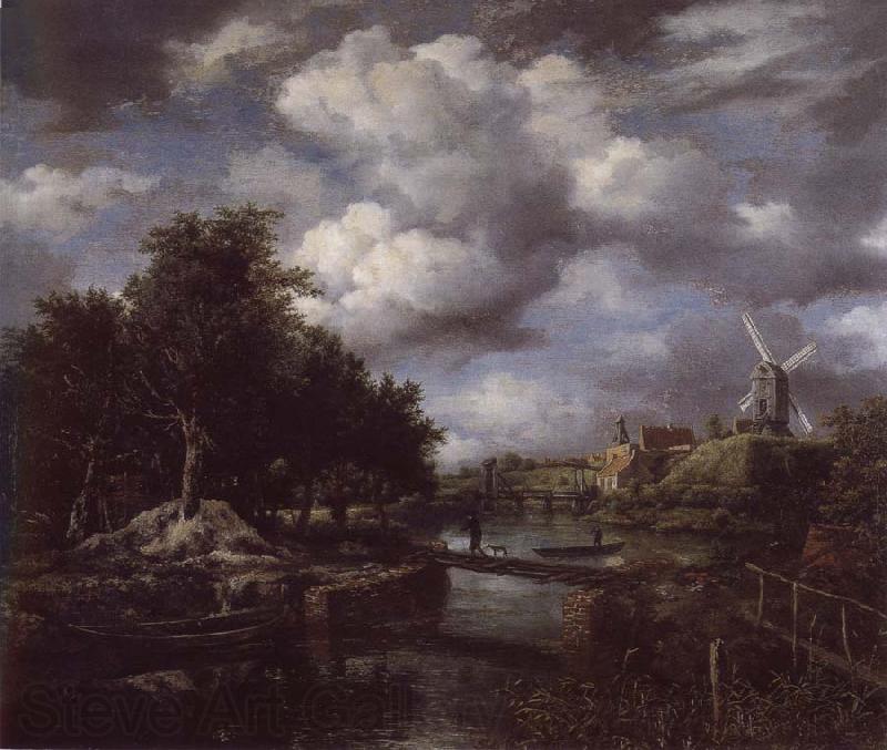 Jacob van Ruisdael Landscape with a windmill  near town Moat Spain oil painting art